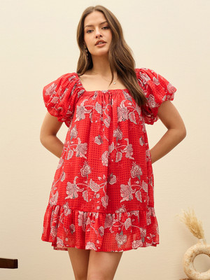 SASSAFRAS Women A-line Red Mini/Short Dress