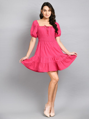 ADRIANA Women A-line Pink Mini/Short Dress