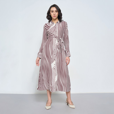 Annabelle by Pantaloons Women A-line Brown Above Knee/Mid Thigh Length Dress