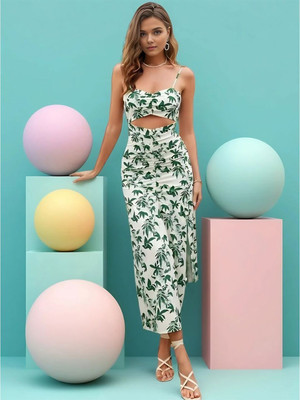 Moda Rapido Women Bodycon Green Maxi/Full Length Dress
