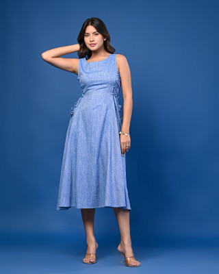 SEREN MILANO Women A-line Blue Midi/Calf Length Dress