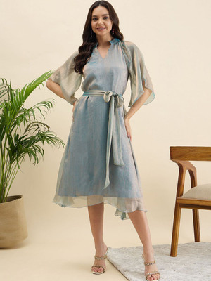 Mast & Harbour Women Wrap Blue Midi/Calf Length Dress