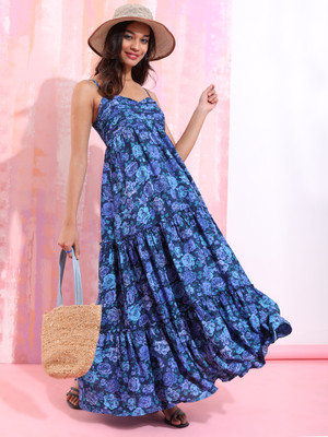 Tokyo Talkies Women Maxi Blue Full Length Dress