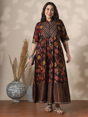 Globus Women A-line Multicolor Maxi/Full Length Dress