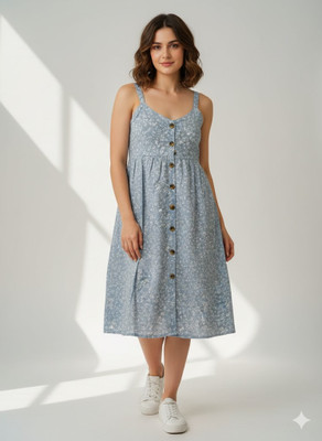 Zayyshion Women Maxi Light Blue Mini/Short Dress