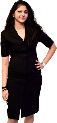 RBCLOTHINGS Women Bodycon Black Below Knee Dress