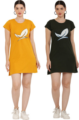 HouseOfCommon Women T Shirt Multicolor Above Knee/Mid Thigh Length Dress