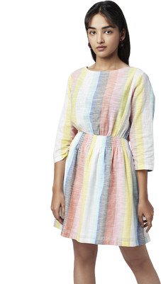 YU by Pantaloons Women Fit and Flare Multicolor Midi/Calf Length Dress