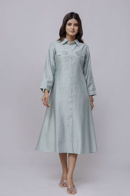 RAISHREE Women Ethnic Dress Green Knee Length Dress