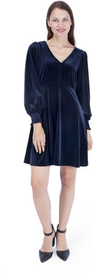 Fuegobella Women A-line Blue Mini/Short Dress