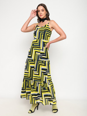 Satrisha Women A-line Multicolor Maxi/Full Length Dress