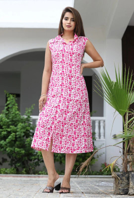 Guru Kripa Women Maxi Pink Midi/Calf Length Dress