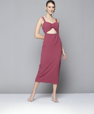 SASSAFRAS Women Two Piece Dress Purple Midi/Calf Length Dress