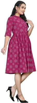 Rangrasiyt Women A-line Purple Knee Length Dress