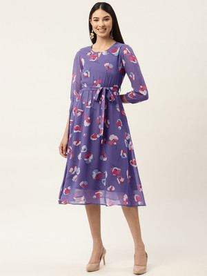 Moda Rapido Women A-line Purple Midi/Calf Length Dress