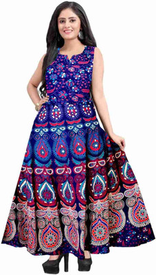 Kanishka Boutique Women Fit and Flare Multicolor Maxi/Full Length Dress