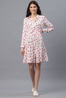 Azzurra Women Shirt White Below Knee Dress