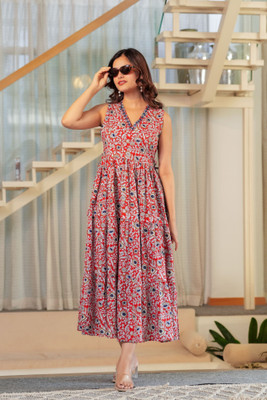 RD Fab Women Maxi Multicolor Below Knee Dress