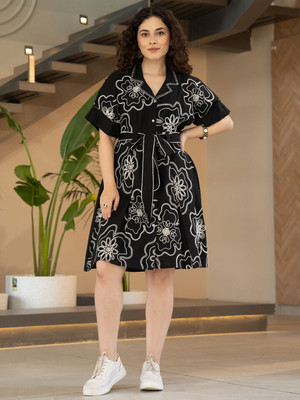 ZUMMER Women A-line Black Above Knee/Mid Thigh Length Dress