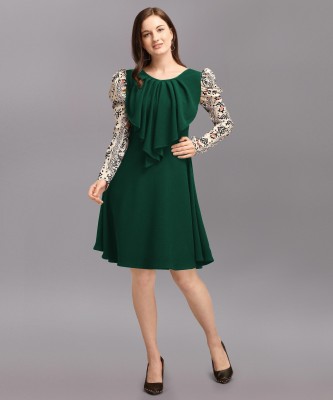 DL Fashion Women Fit and Flare Green Dress