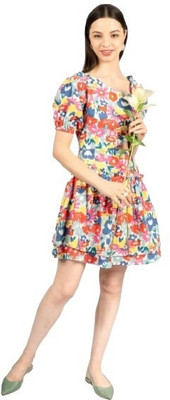 CoryEdge Women Fit and Flare Multicolor Above Knee/Mid Thigh Length Dress