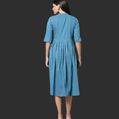 Suhani Creationnm Women Printed Straight Kurta(Light Blue)