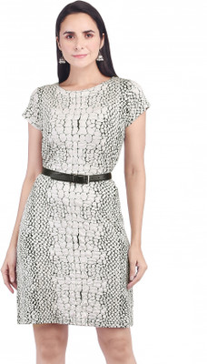 ART OF CLOTHING Women Bodycon Black, White Knee Length Dress