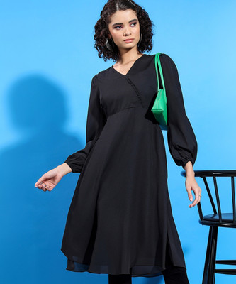 Tokyo Talkies Women Wrap Black Mini/Short Dress