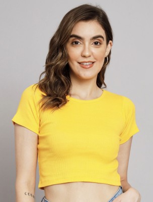 FBKRESH Casual Solid Women Yellow Top