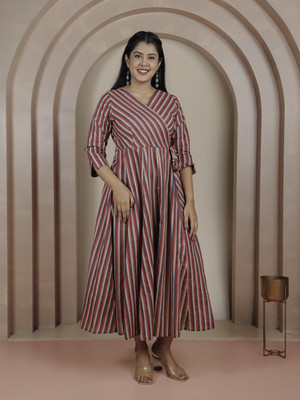 Aramya Women Ethnic Dress Red Midi/Calf Length Dress