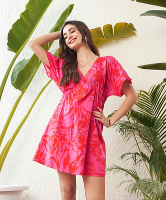 SASSAFRAS Women A-line Pink Above Knee/Mid Thigh Length Dress