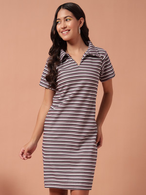 THE DRY STATE Women T Shirt Purple Above Knee/Mid Thigh Length Dress