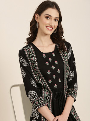 SHOWOFFFF Women A-line Black Maxi/Full Length Dress
