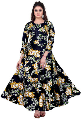 Shunit creation Women Fit and Flare Multicolor Maxi/Full Length Dress