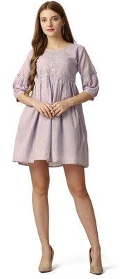 french crown Women Fit and Flare Pink Above Knee/Mid Thigh Length Dress