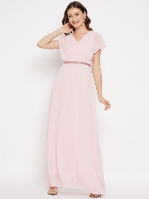 MADAME Women Fit and Flare Pink Dress