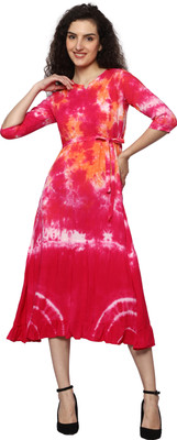 Crazy Sparkles Women Maxi Multicolor Below Knee Dress