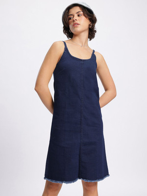 Dressberry Women A-line Blue Above Knee/Mid Thigh Length Dress