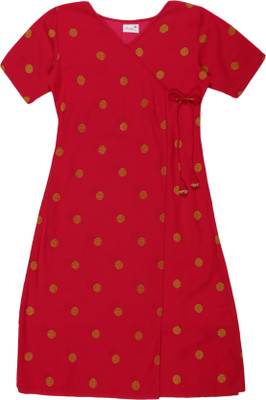 Youngly Women Fit and Flare Red, Gold Midi/Calf Length Dress