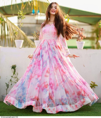Ekta Flared/A-line Gown(Pink)