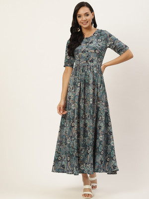 Dressberry Women A-line Grey Maxi/Full Length Dress