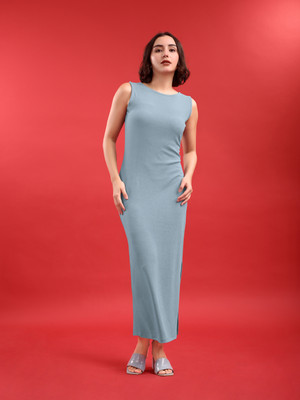 MILOST Women Bodycon Grey Maxi/Full Length Dress