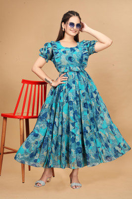 Rosasignora Women Ethnic Dress Green Knee Length Dress