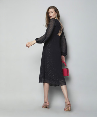 VERO MODA Women Shift Black Midi/Calf Length Dress