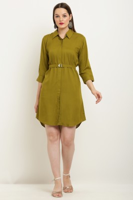 Tannuenterprise Women Shirt Green Dress