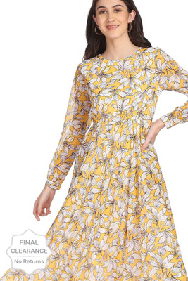 FLYING MACHINE Women Maxi Yellow Full Length Dress