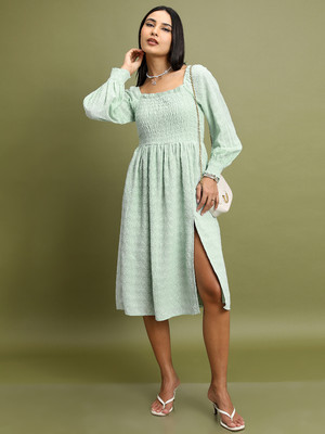 Tokyo Talkies Women A-line Light Green Knee Length Dress