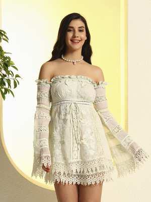 Zastraa Women A-line White Mini/Short Dress