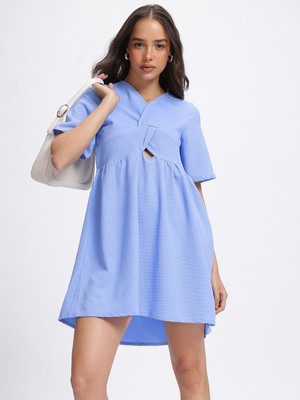 Glitchez Women A-line Blue Mini/Short Dress