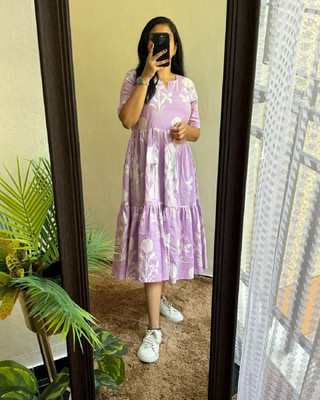 HouseOfCommon Women Maxi Purple Below Knee Dress